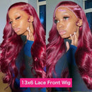 99j Burgunderrot Body Wave Echthaar 13x6 Lace Front Perücken Hohe Dichte 30 Zoll 13x4 HD Lace Frontal Perücken für Frauen Wahl Brasilianisch