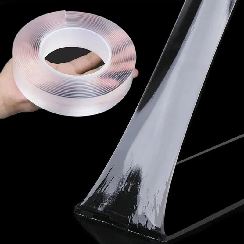 1/3/5M Nano Transparent Double-sided Tape Acrylic Material Traceless Washable Reusable Stationery School Office Supplies