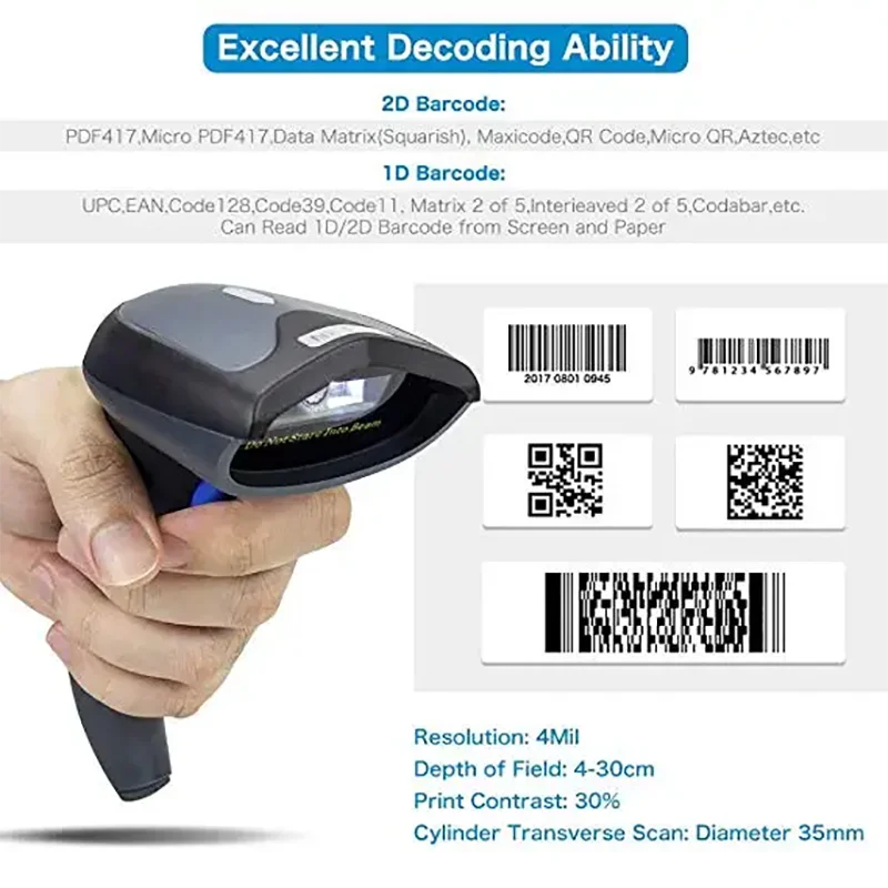 NETUM W8-X Bluetooth Wireless 2D QR Barcode Scanner & W6 2.4G Wireless CCD Bar code Reader for Mobile Payment Computer Screen