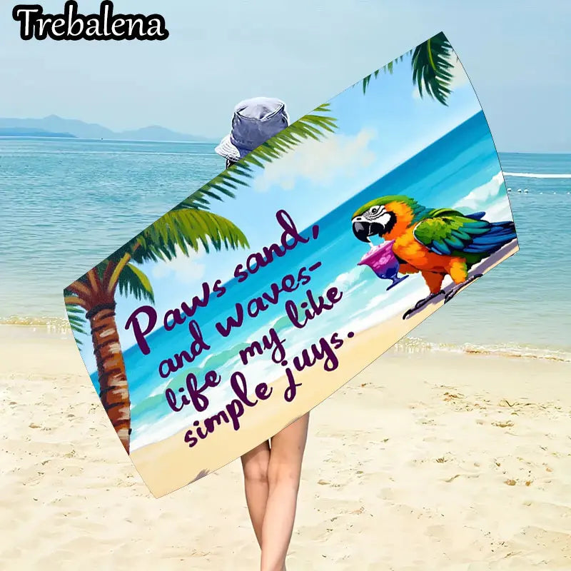 30*60inch Ultra-Soft Beach Towel with Tropical Parrot Beach Towel Simple Joys Life Style