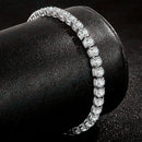 Luxuriöse Hip-Hop Iced Out 4mm Zirkonia Kristall Tennisarmbänder für Damen und Herren in Gold- und Silberfarbe, Armbandkette, Schmuck
