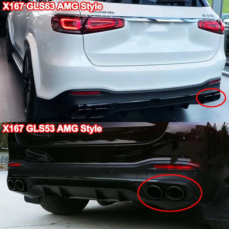 Rear Diffuser & Exhaust Tips For Mercedes Benz X167 2019+ GLS53 AMG Style Black