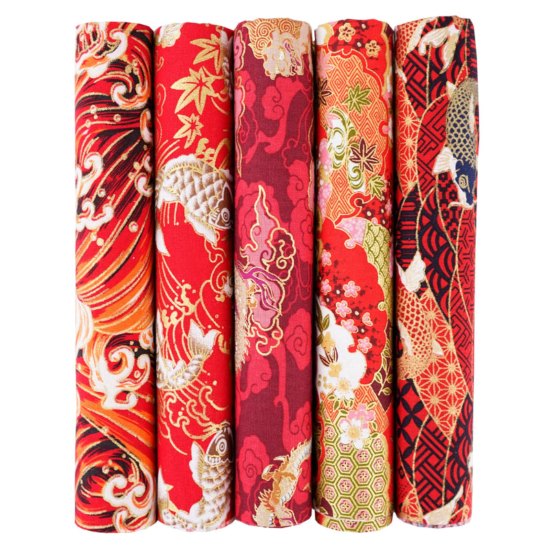 5PCS 25 x 25cm/50 x 50cm Squares Cotton Craft Japanese Fabric Cloths for DIY Bundle Patchwork Quilting Sewing Artcraft