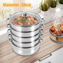 5 Tier Steamer Pot Steaming Cookware,30cm Large Capacity Steamer Pot,Multi-Functions Cooker with Transparent Pot Lid and Handles