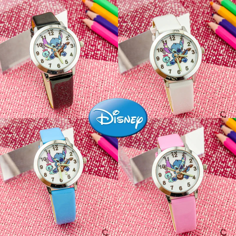 Disney Lilo & Stitch Children's Quartz Watch Kawaii Cartoon Cosplay Watches Lovely Anime Luminous Waterproof Sports Wristwatches