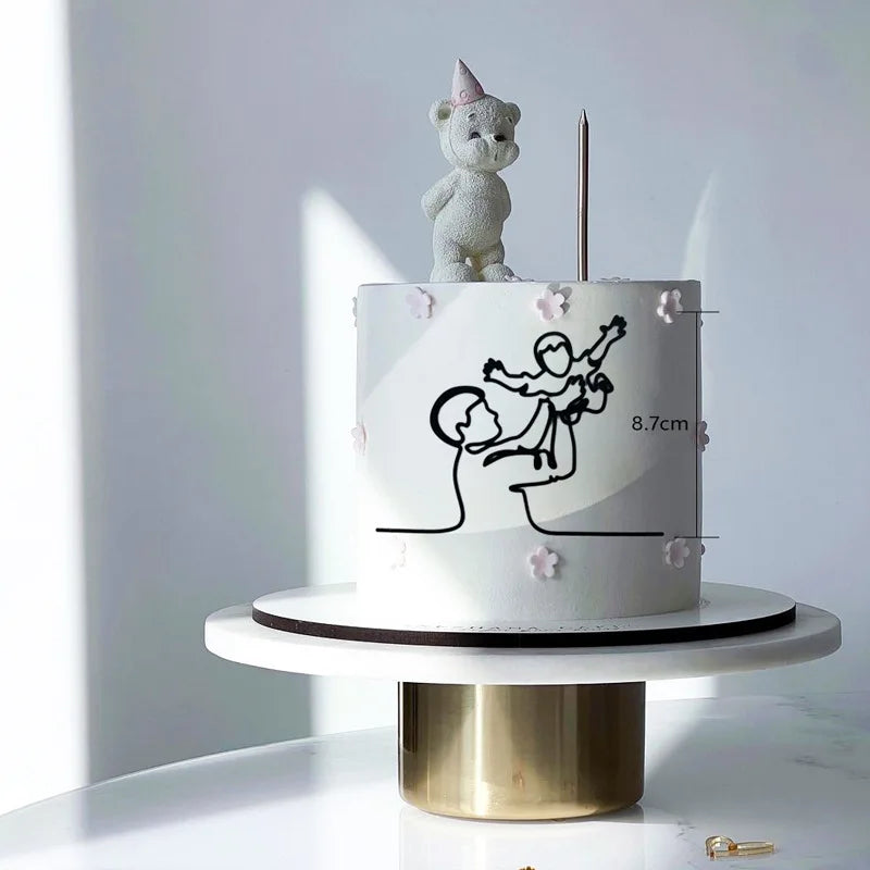 2023 New Baby's Happy Birthday Party Cake Topper Gold Cartoon Acrylic Cake Toppers for Baby Shower Cake gift Dessert Decoration