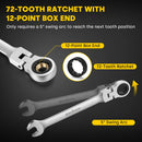 Enventor 14 Pieces Ratcheting Wrench Set 180° Flex Head Metric 6-19mm Combination Ratchet Wrenches Set Rolling Pouch For Garage