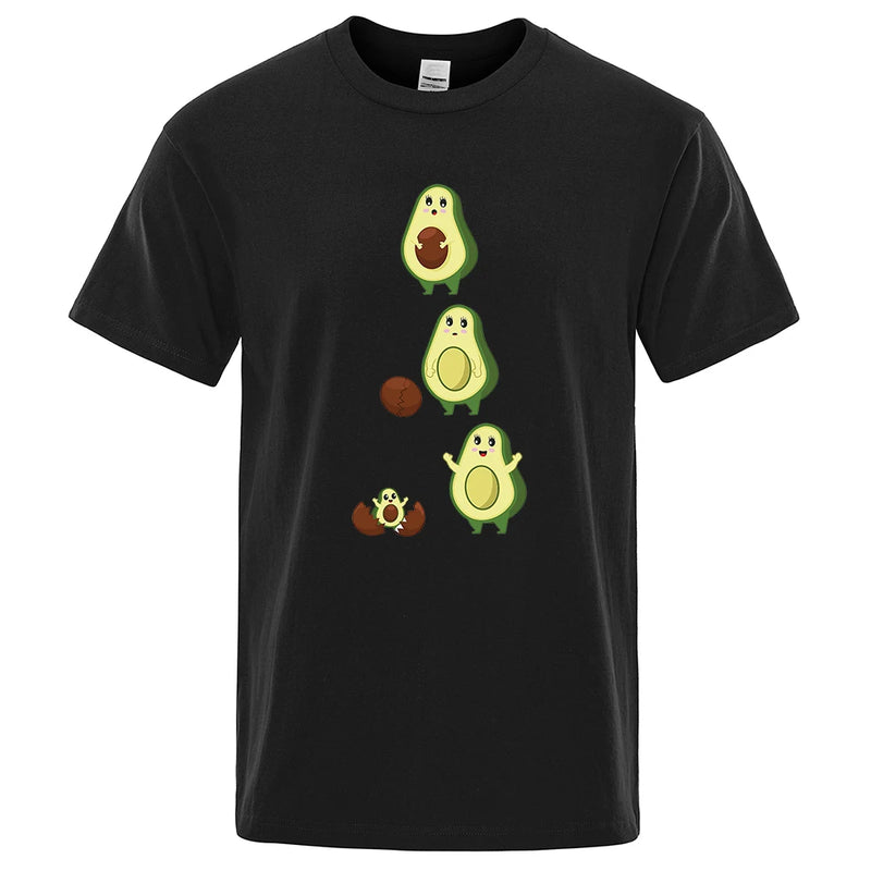 Cartoon Cute Avocado Funny Man Clothing Hip Hop Loose T-Shirts Breathable Street Tops Pattern Cotton Sportswear Summer Tshirt