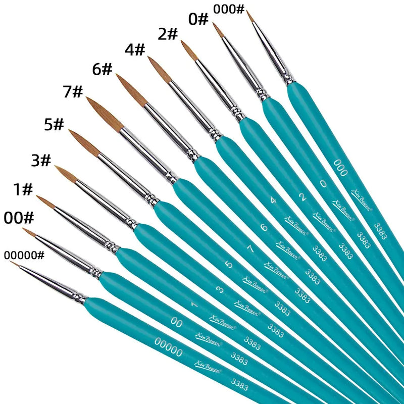 Xinbowen 11Pcs/Set Hook Line Pen For Watercolor Oil Painting Extra Fine Soft Wolf Hair Gouache Acrylic Nail Art Drawing