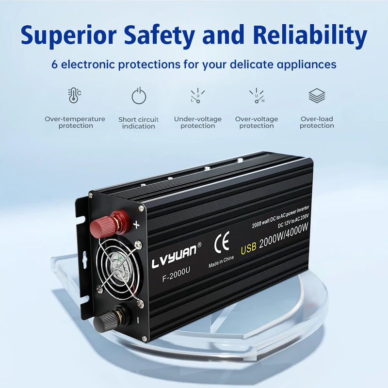 Car Inverter 12V 220V Power 500W/1500W/2000W/2600W/3000W Converter EU Socket 12 Volts auto Inversor12v 220 v Transformer Solar