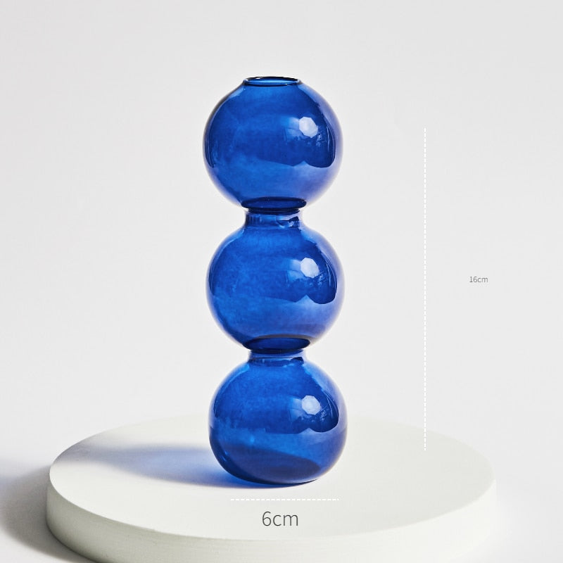 Blue Glass Candle Holder Candlesticks for Wedding Birthday Holiday Home Decoration Morden Decorative Glass