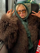 HH Winter Female Trendy Elegant Fur Coats Casual Solid Long Sleeves Turn Down Collar 3 Colors Autumn Warm Chic Jackets