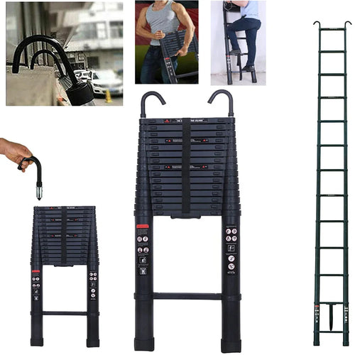 The Skyline Reach | 6.2m Aluminum Telescopic Ladder with Hooks