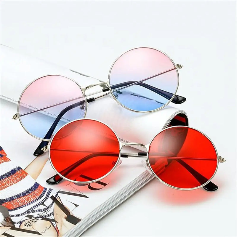 Fashion Disco Round Colors Sunglasses Hippie Women Men Circle Glasses Retro Metal Sun Glasses UV400 Protection Eyewear Unisex