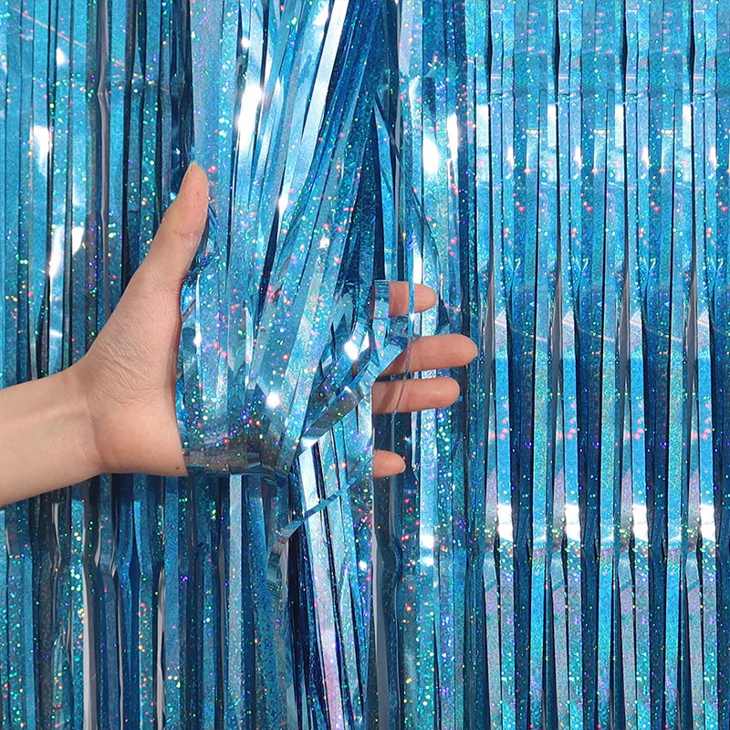 2/3M Party Background Wedding Decoration Foil Fringe Curtain Sequin Bachelorette Photo Backdrop Wall Curtain Birthday BabyShower