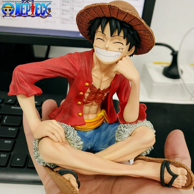 13cm Anime One Piece Luffy Figure Gk Straw Hat Manga Statue Desktop Decor Pvc Action Figurine Collection Model Toy
