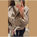 The Meridian Coat | Double-Breasted Plaid Coat with Self-Tie Waist Sash