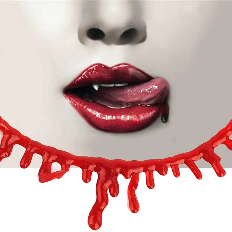 Halloween Bloody Scar Necklace Horror Fake Vampire Choker Girls Cosplay Costume Halloween Party Favors Decorations Kids Gifts