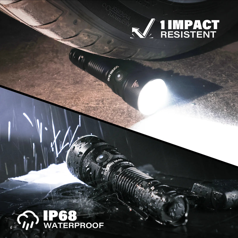 NEW SOFIRN SK40 3200lm Tactical Flashlight 580m Powerful Bright SFT70 LED IP68 waterproof Torch with Dual Switch