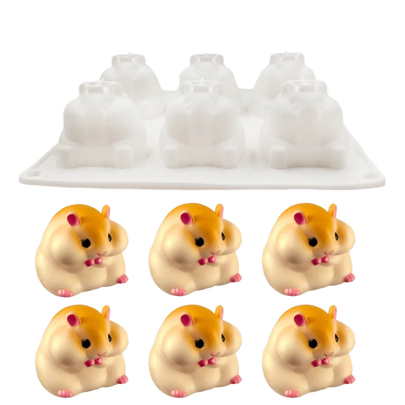 8 Cavity Hamster Silicone Mold Mouse Shape Cake Molds Cute Pig Mousse Mould Dessert Pudding Tray Cake Decoration Tools