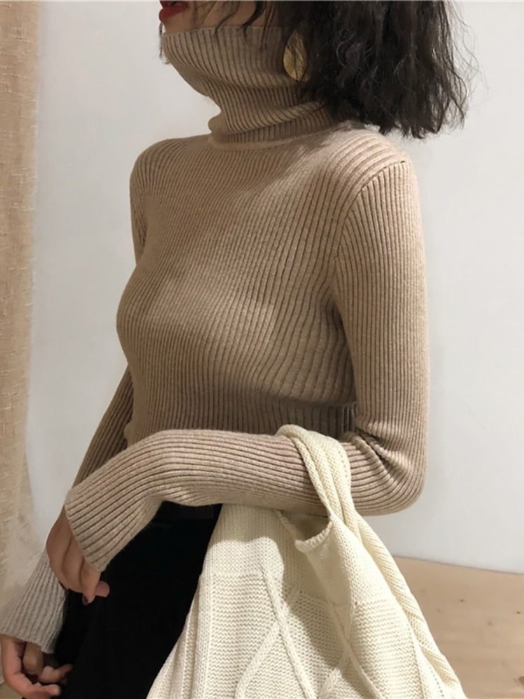 Turtleneck Sweater Womens 2023 Autumn Winter Tops Korean Slim Women Pullover Jumper Knitted Sweater Pull Femme Hiver Truien