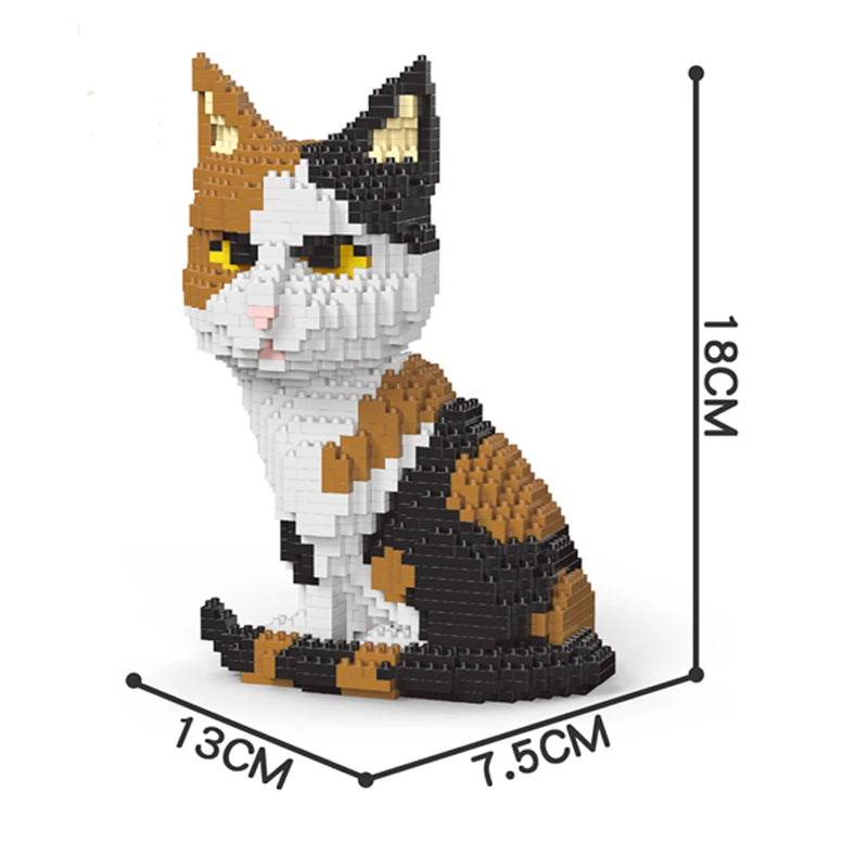 KNEW BUILT Adorable Cat Mini Model Building Blocks Expressive Faces Orange and Black Options for Kid Toys Pet Fans Style Bricks