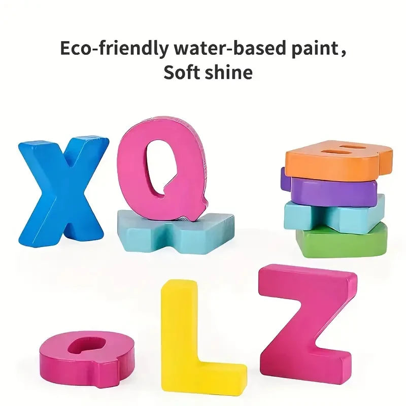 Colorful Alphabet Number Wooden Puzzles Kids Intelligent Matching Game Preschool Children Early Educational Toys