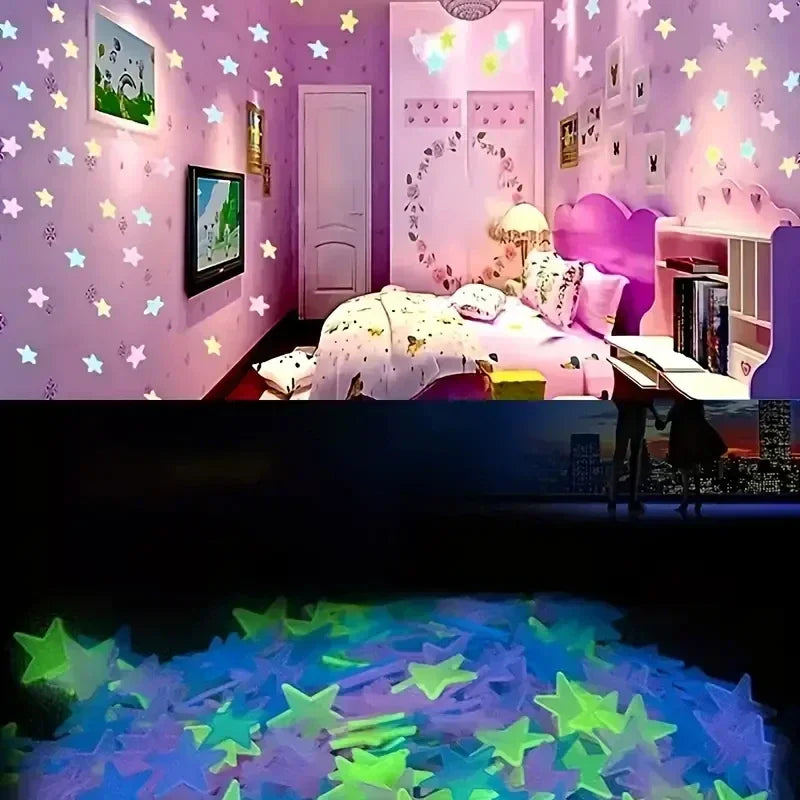 Luminous Star Stickers Background Bedroom Glow Stickers Fluorescent Stereo Wall Stickers Wall Decoration