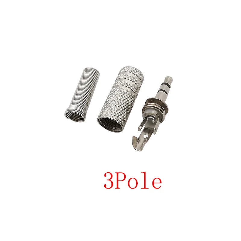 5Pcs Metal 3.5mm Male Plug 2/3/4 Poles Mono/Stereo Audio Headphone Connector Jack TS/TRS/TRRS 3.5mm Plug Soldering DIY Repair