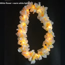 1pcs White Hawaiian Leis Masquerade Beach  Tropical Glow Party Light Up Flower Necklace Headband with LED Light Wedding Festival