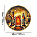 Frisches Bierfass & Holztisch Wanddekoration – 7,8 Zoll HD 2D Aluminium Metallschild für Zuhause, Garten, Veranda – Perfektes Geschenk