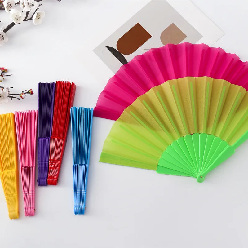 Plastic Bone Fan Chinese Style Dance Fan Pure Color Taichi Plain Morning Exercise Craft NEW Vintage Chinese Folding Fan for DIY