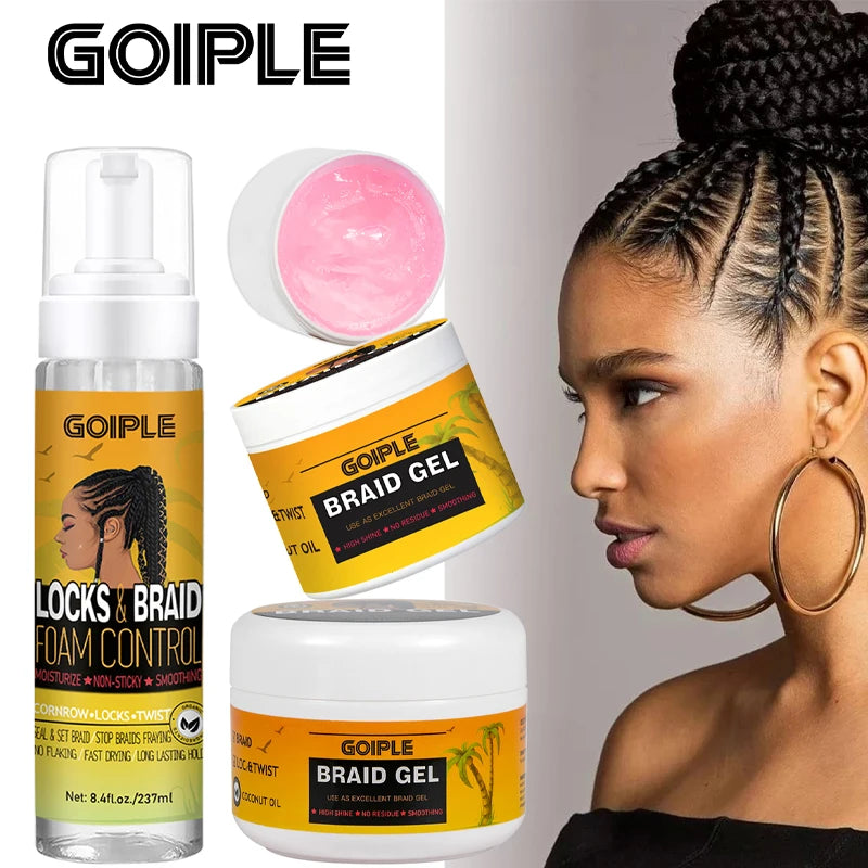 GOIPLE Hairstyle Fixative Cream Edge Control Oil Cornrow Styling Products Strong Hold Lock And Twist Foam Mousse Braid Hair Gel