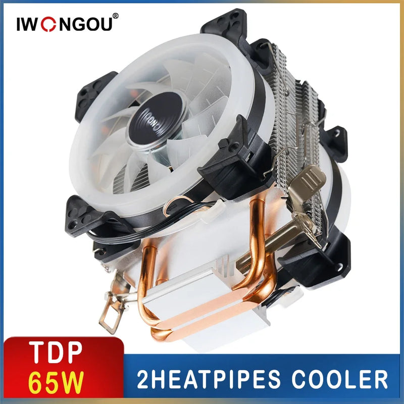 IWONGOU Cpu Coolers X99 Lga 2011 2 Heatpipes 3pin 90mm RGB Cooling Fan for Intel Lga1366 1200 1700 AMD AM4 Cpu Heatsink Radiator