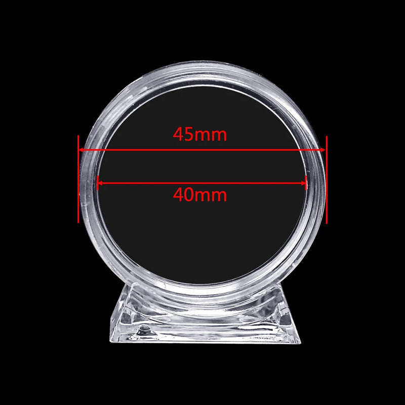 10Pcs 40mm Coin Capsule with Stand and Foam Gasket for 17/20/25/27/30/33/38/40mm Coin Collection Display Holder Organizer