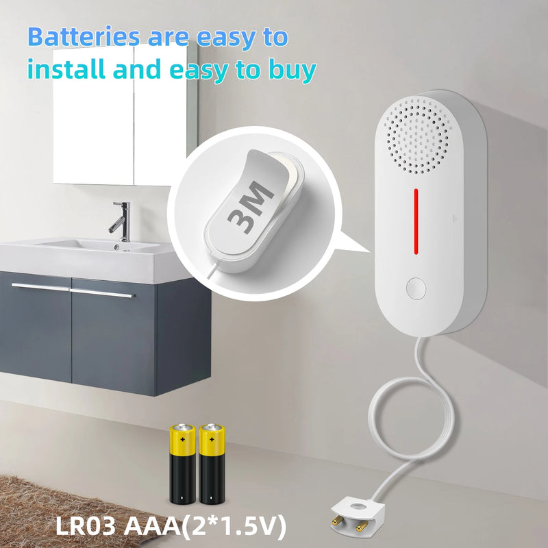 Tuya WiFi Smart Water Leak Sensor Water Overflow Level Detector Security Sound Alarm System Flood Leakage Sensor Remote Monitor