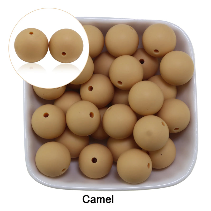 New 20pcs/Lot Silicone Beads 15mm Khaiki Wine Sage Green Coffee Blush Mustard Bison Design For Necklaces Pacifier Jewelry Making