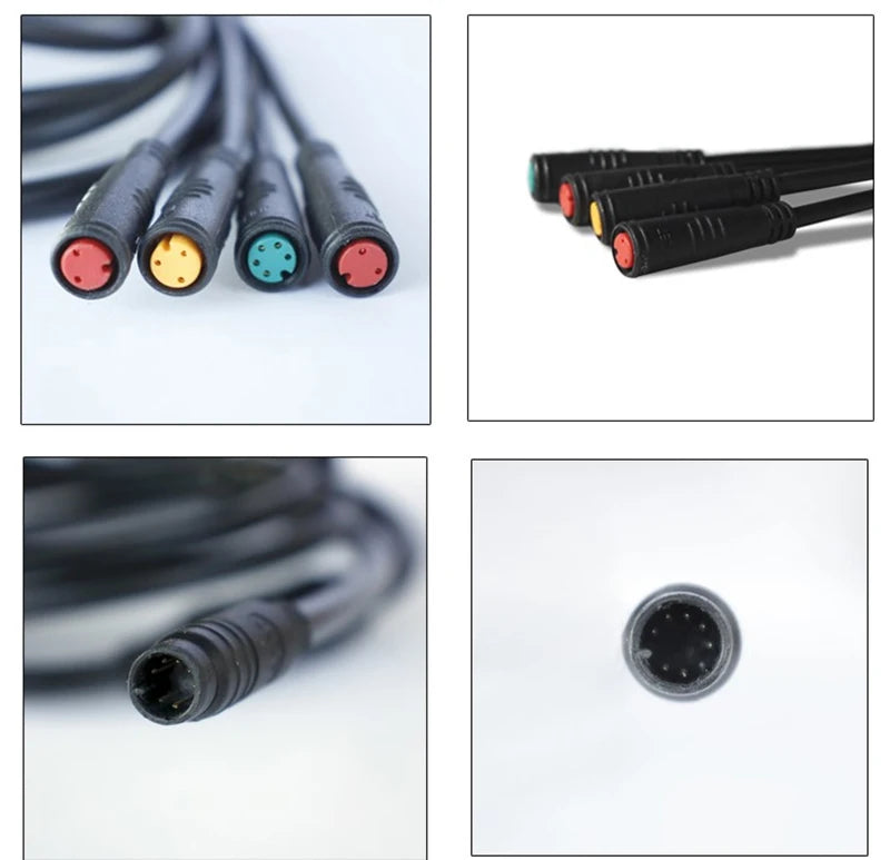 Waterproof Cable For Electric Bike Julet 1 To 4 Main Cable 8Pin To Display Brake Throttle Electric Bicycle Accessories