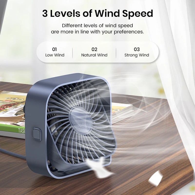 TOPK USB Desk Fan, Mini Fan Portable,3 Speeds Desktop Table Cooling Fan,Quiet Personal Small Fans for Room Home Desktop Office