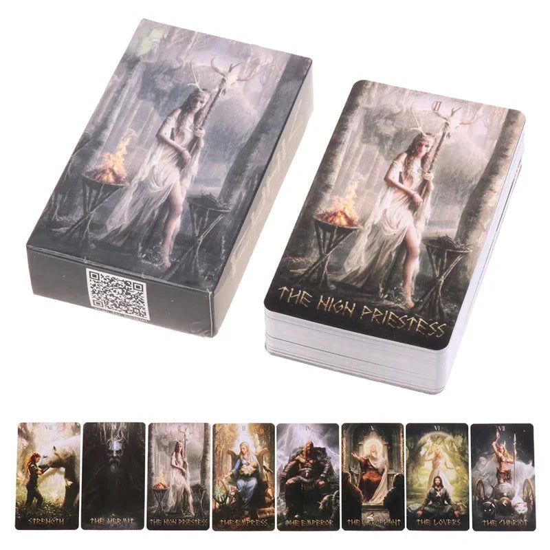 80pcs/box Runic Tarot Cards Oracle Cards Prophecy Fate Divination Family Party Board Game Beginner Card Fortune Telling Game