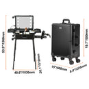 SucceBuy Professional Makeup Train Case Aluminum Cosmetic Case Workbench With Supporting Legs Rolling Makeup Case Extra Large
