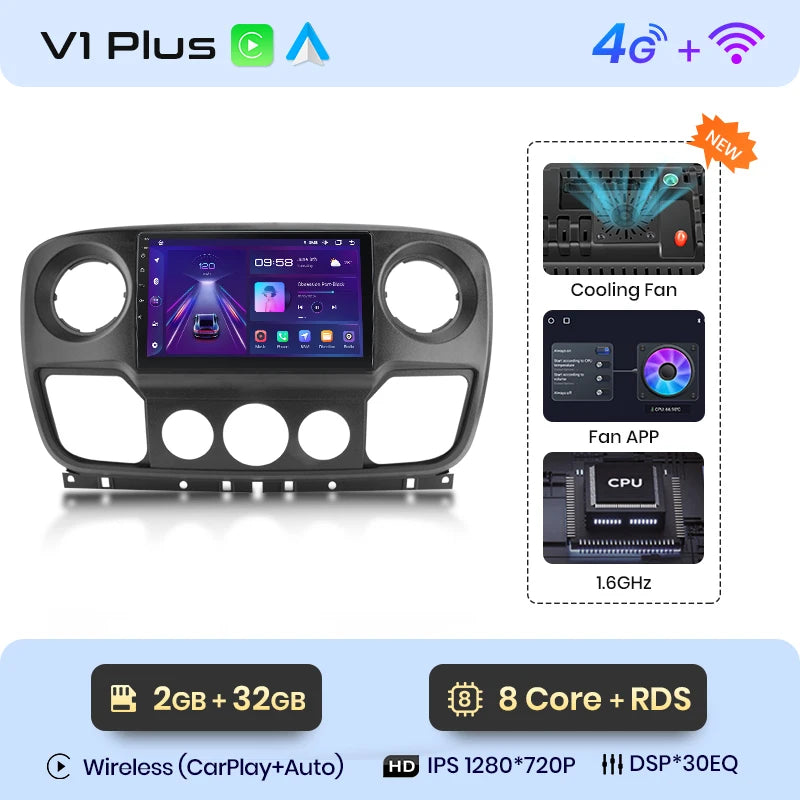 Junsun V1pro Android Auto Radio for Renault Master Nissan NV400 Opel Movan Wireless Carplay 4G Car Multimedia GPS 2din autoradio