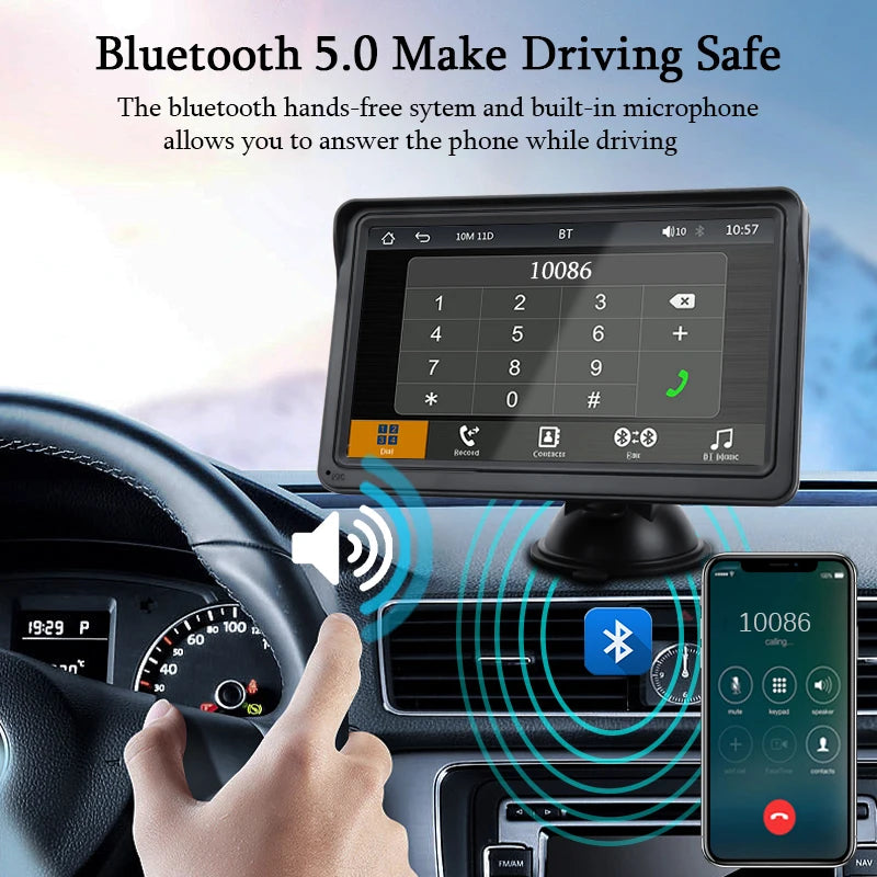 Hippcron CarPlay Android Auto Car Radio Multimedia Video Player 7inch Portable Touch Screen With USB AUX For Rear View Camera