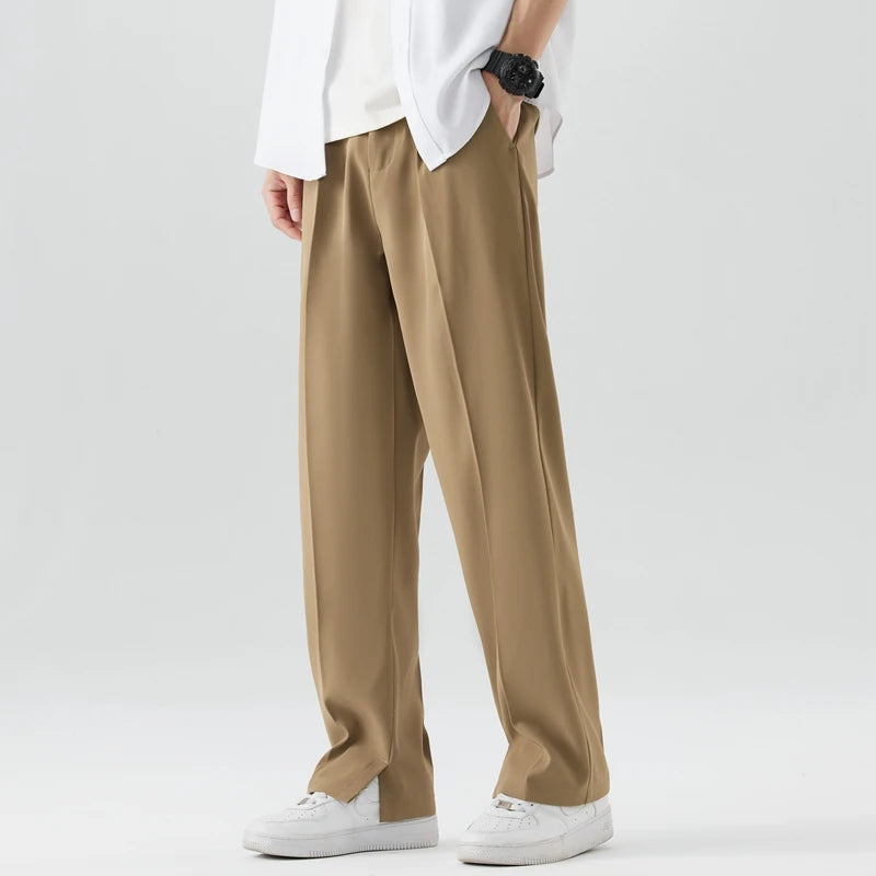 2024 New Casual Suit Pants  Light&Thin Korean Men's Pants Straight Loose Semi-Wide Sweatpants Soft Wide Leg Long Baggy Trousers