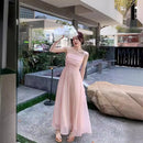 Pink Fairy Tank Dress 2024 New Style Women's Beach Vacation French Style Dress Sleeveless Summer Clothing Forest System