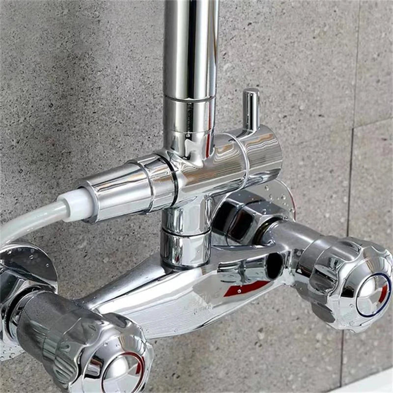 Faucet T Adapter Chrome Shower Head Diverter Valve Anti-scratch Shower Arm Splitter Corrosion Resistant for Handheld Showerhead