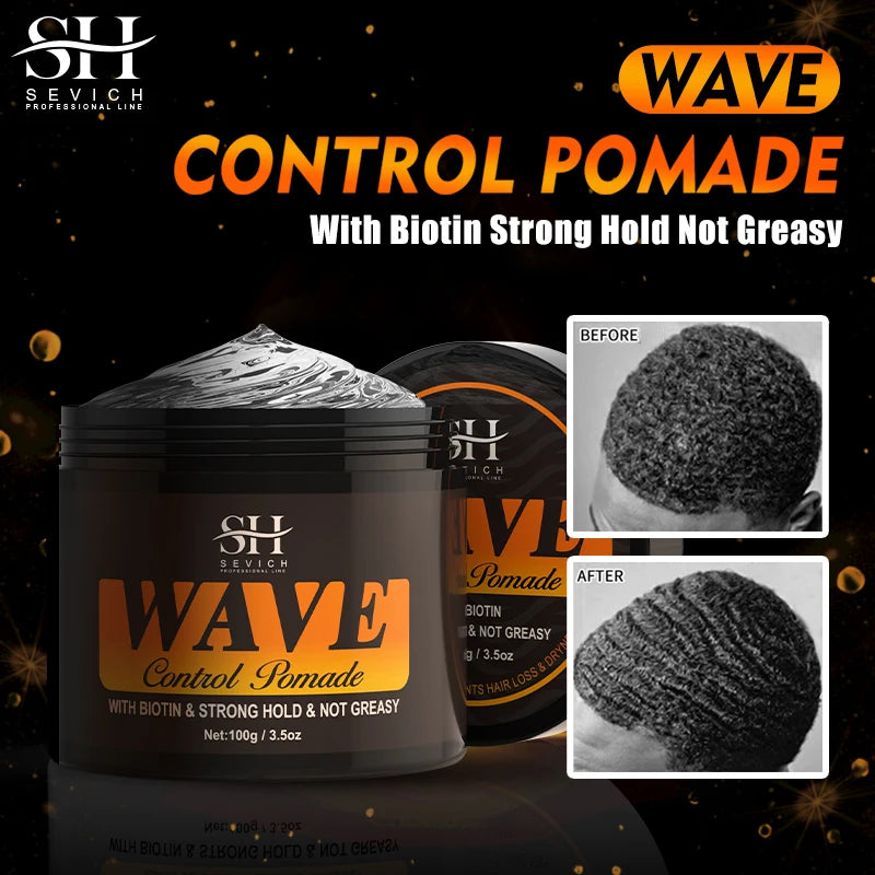 360 Wavy Frizz Control Gel Strong Hold Nourishing Scalp Wave Cream Natural Anti-Hair Loss Clay Hair Pomade for African Black Men