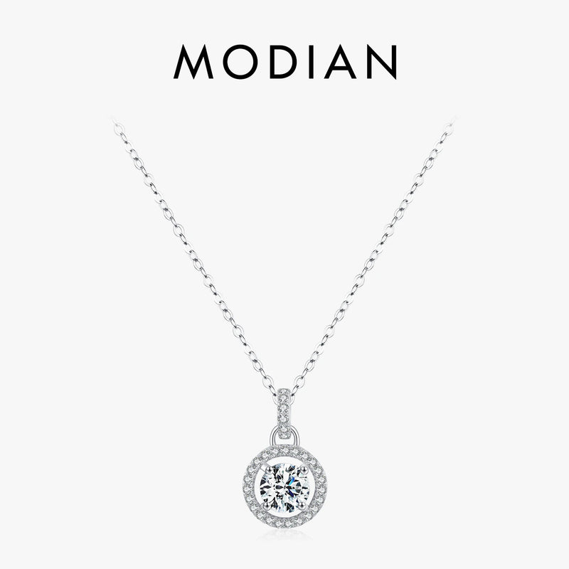 MODIAN 1 Carat D color Moissanite Pendant Necklace For Women 925 Sterling Silver Wedding Bridal Fine Jewelry With Certificate