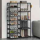 9-Tier Tall Shoe Rack, Large Capacity Organizer with Hooks, Vertical Free-Standing Heavy Duty Rack, Holds 24-35 Pairs, Black