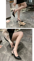 Summer Fashion New Breathable Pointed Toe Stiletto Heel PU Comfortable and Elegant Women's Shoes Shallow Mouth Sexy Sandals